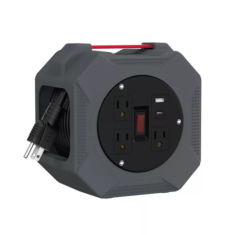 3 అవుట్లెట్లు Usb2.4a ప్లాస్టిక్ కార్డ్ రీల్ 30అడుగులు 3 అవుట్లెట్లు Usb2.4a ప్లాస్టిక్ కార్డ్ రీల్ 30అడుగులు